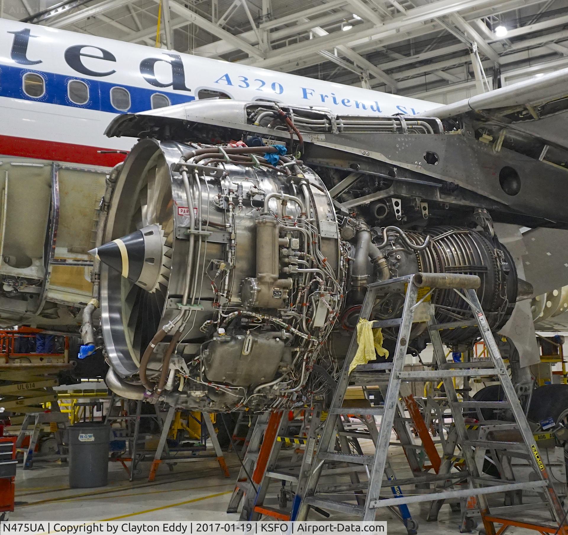 N475UA, 2001 Airbus A320-232 C/N 1495, N475UA engine.