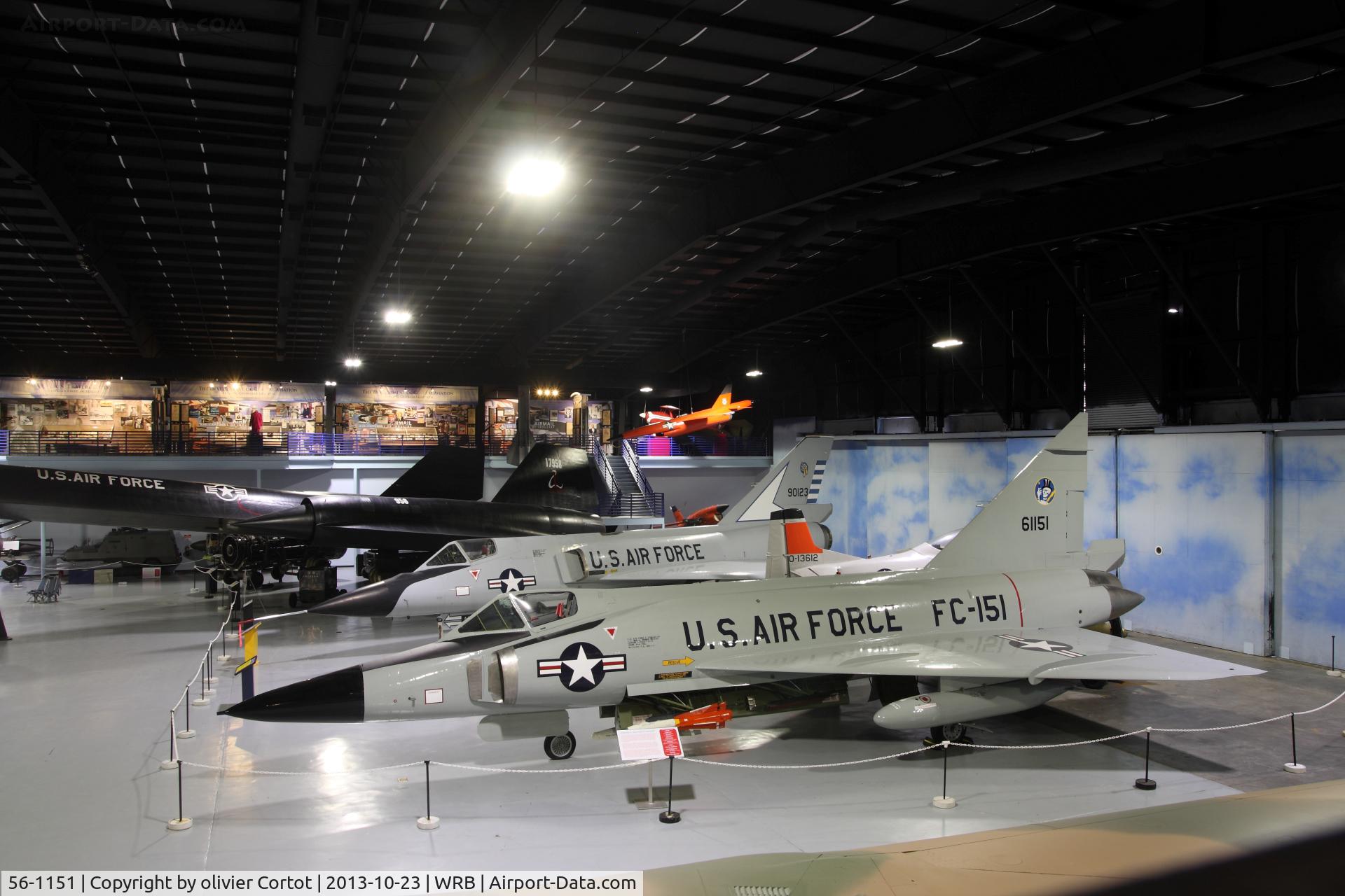 56-1151, 1956 Convair F-102A Delta Dagger C/N Not found 56-1151, F-102 and F-106 together at the Warner robins air museum