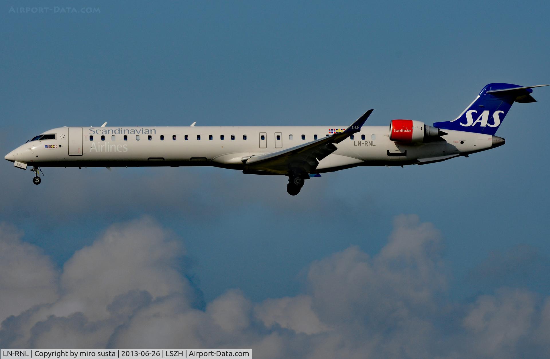 LN-RNL, 2010 Bombardier CRJ-900LR (CL-600-2D24) C/N 15250, SAS  Scandinavian Airlines Canada Air CL-600-2D24 Regional Jet airplane after take off from Zurich International Airport.
