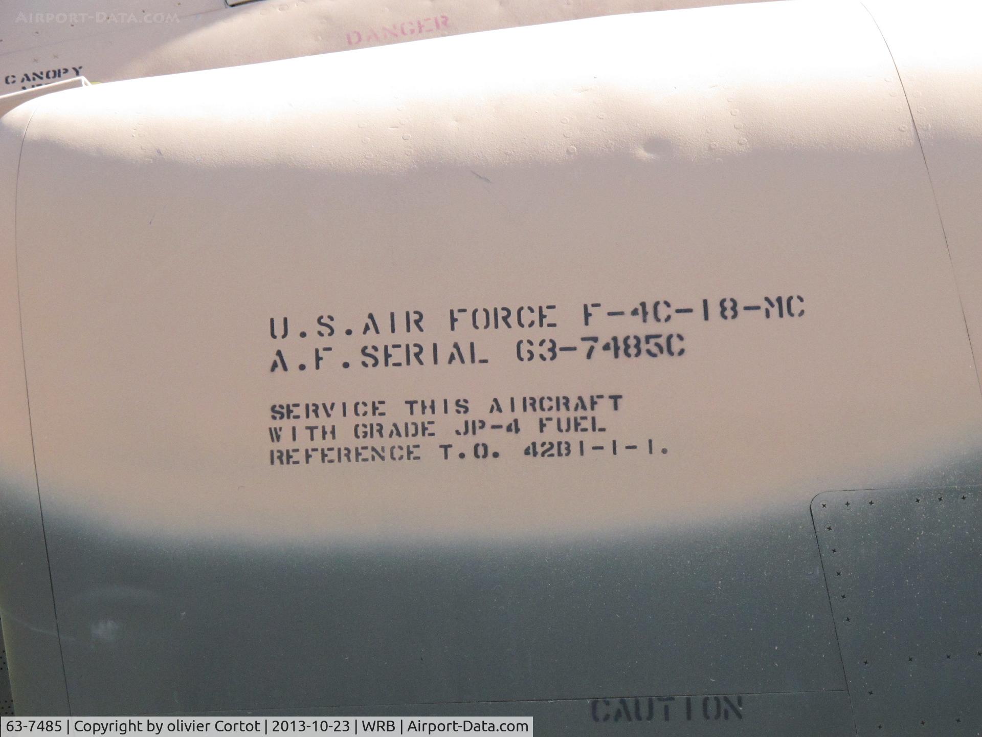 63-7485, 1963 McDonnell F-4C Phanton II C/N 480, aircraft data stencils. Museum of Aviation, Robins AFB