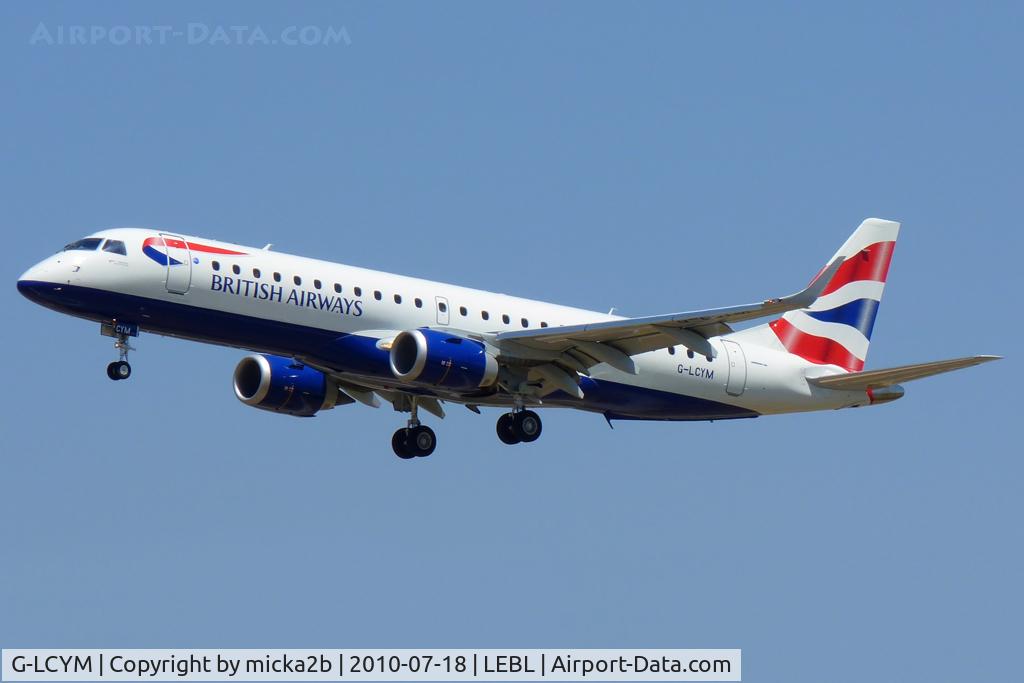 G-LCYM, 2010 Embraer 190SR (ERJ-190-100SR) C/N 19000351, Landing