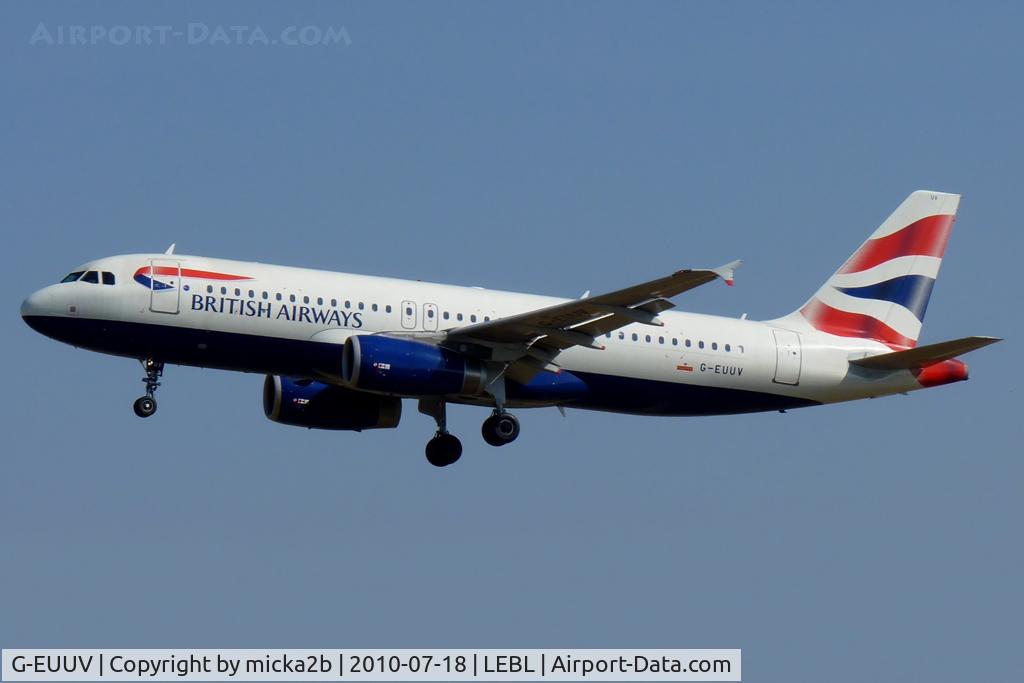 G-EUUV, 2008 Airbus A320-232 C/N 3468, Landing