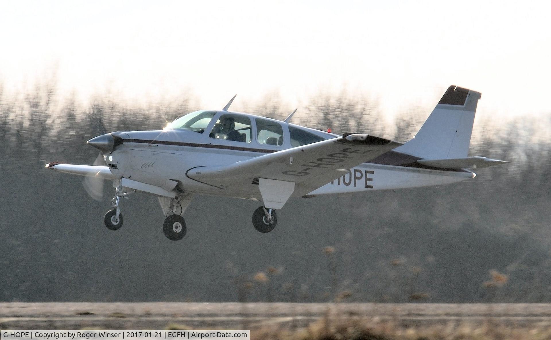G-HOPE, 1978 Beech F33A Bonanza Bonanza C/N CE-805, Visiting Bonanza departing Runway 10.