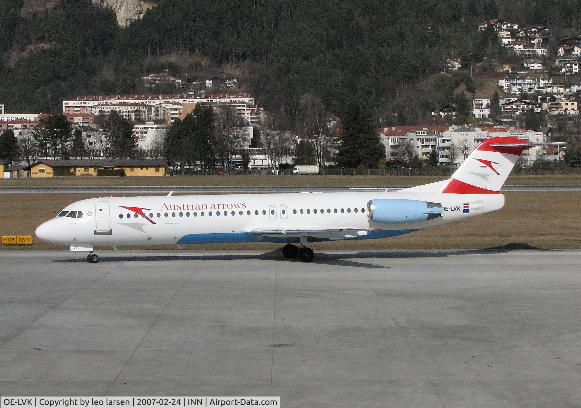 OE-LVK, 1992 Fokker 100 (F-28-0100) C/N 11397, Innsbruck 24.2.2007