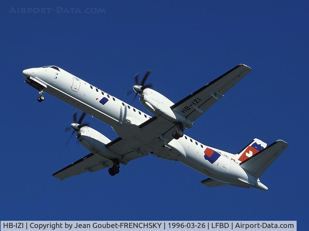 HB-IZI, 1995 Saab 2000 C/N 2000-012, Crossair landing 23 from Geneva, now Tus Airways SE-KXK