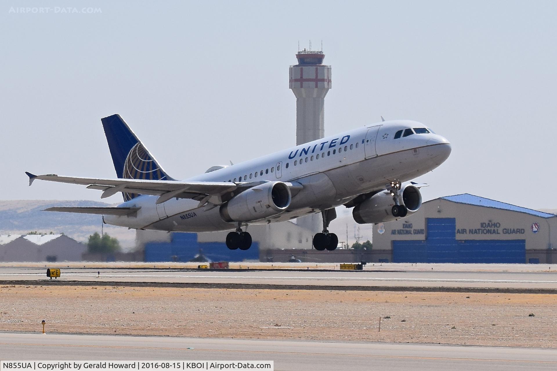 N855UA, 2002 Airbus A319-131 C/N 1737, Take off from RWY 28R.
