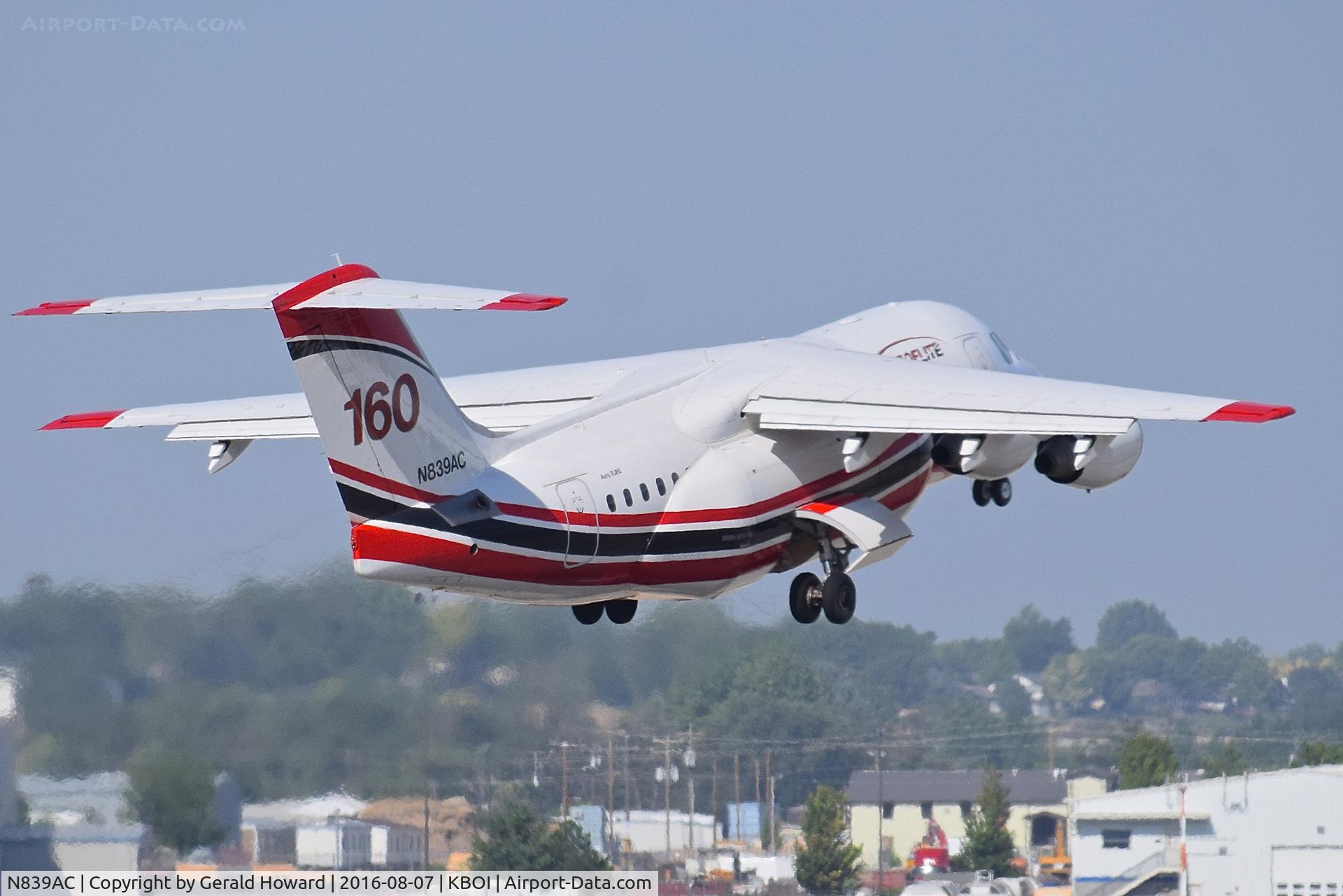 N839AC, 1995 British Aerospace Avro 146-RJ85A C/N E2270, Tanker 160 off on another tanker mission.