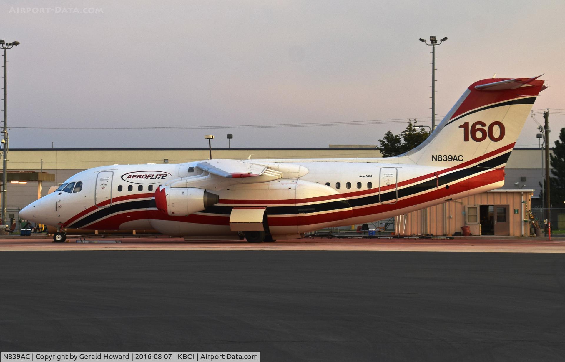 N839AC, 1995 British Aerospace Avro 146-RJ85A C/N E2270, Tanker 160 parked on the NIFC ramp.