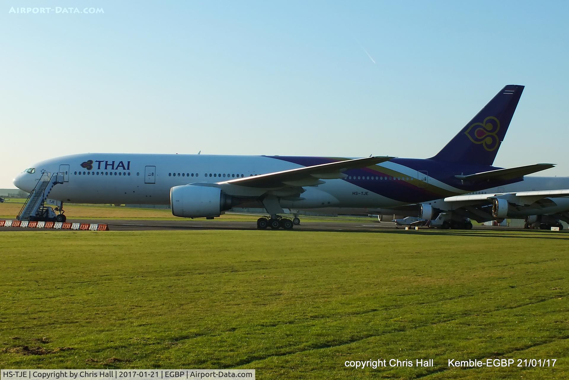 HS-TJE, 1997 Boeing 777-2D7 C/N 27730, in storage at Kemble