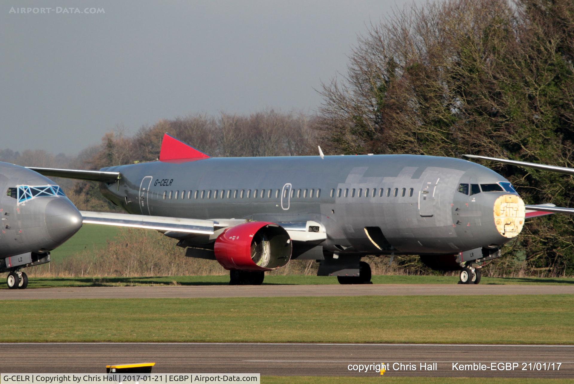 G-CELR, 1986 Boeing 737-330(QC) C/N 23523, in the scrapping area at Kemble