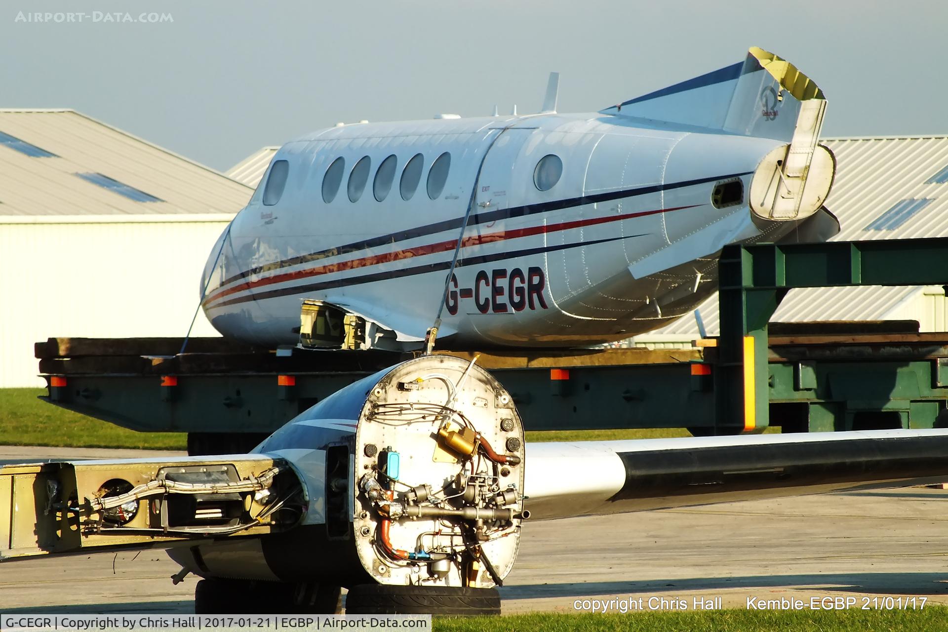 G-CEGR, 1978 Beech 200 Super King Air C/N BB-351, being parted out by ASI at Kemble
