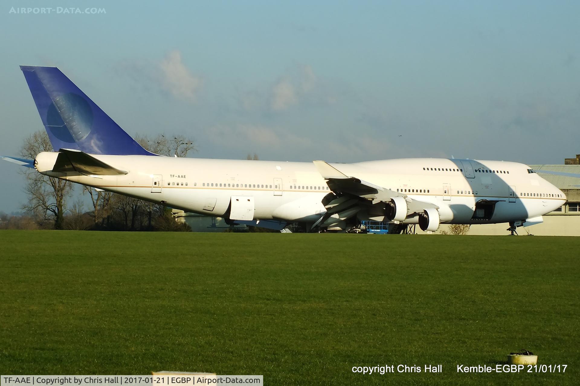 TF-AAE, 1996 Boeing 747-4H6 C/N 27672, in storage at Kemble