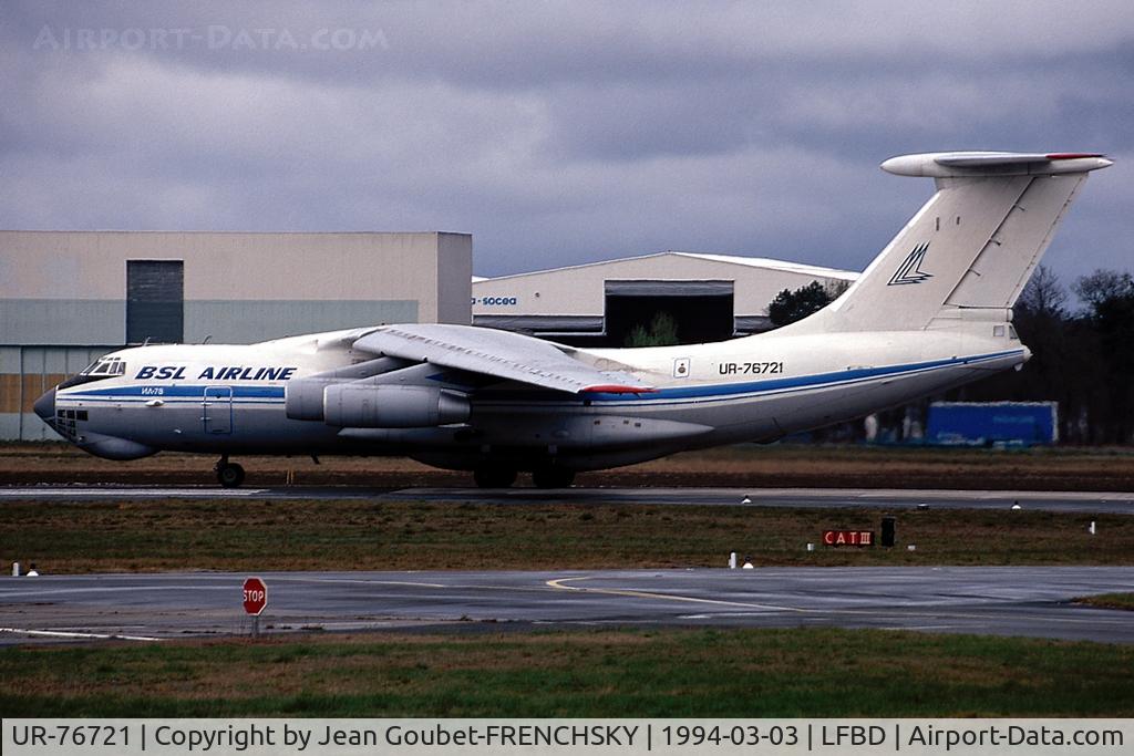 UR-76721, 1987 Ilyushin Il-76TD C/N 73475239, BSL Airlines take off runway 23