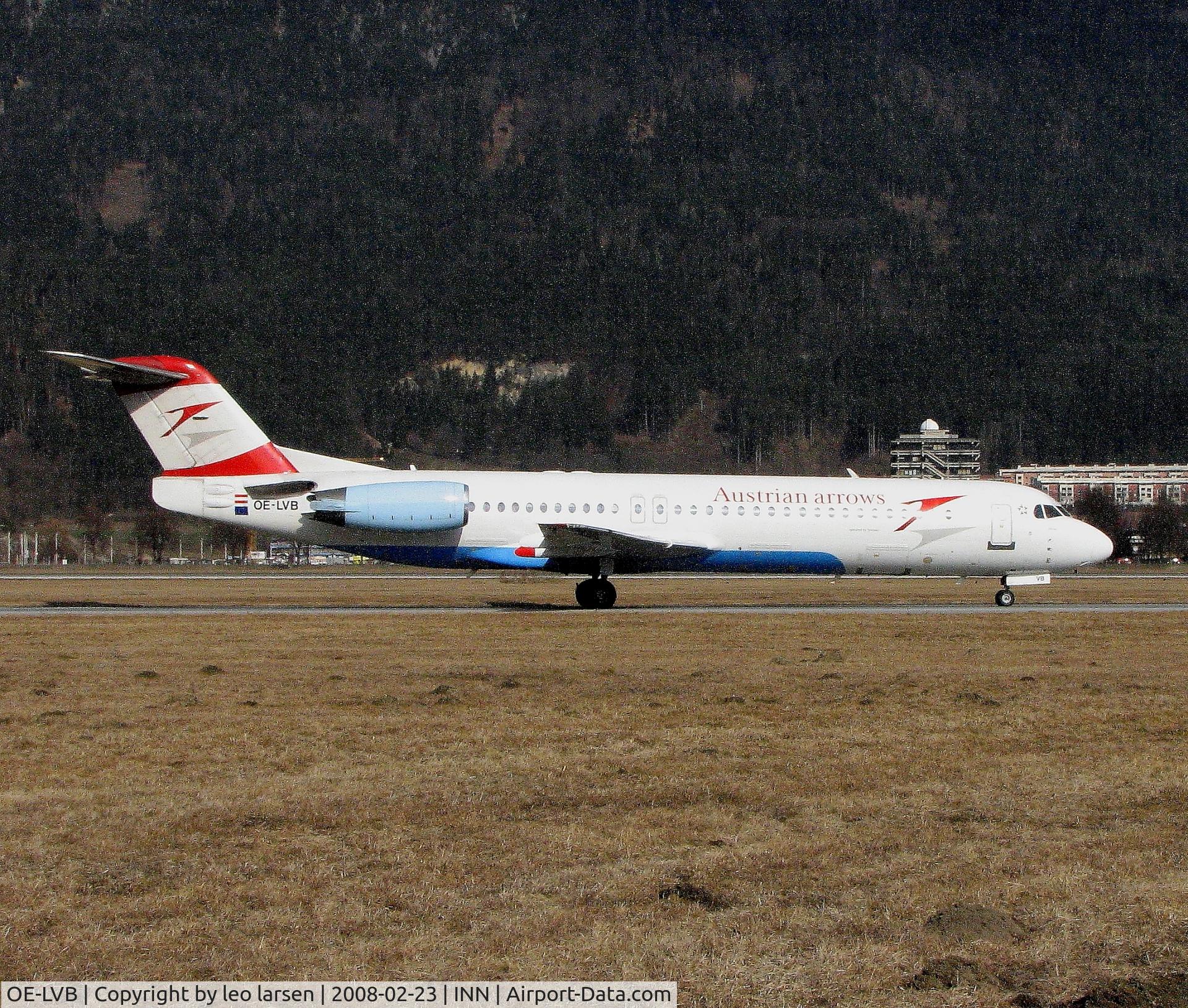 OE-LVB, 1994 Fokker 100 (F-28-0100) C/N 11502, Innsbruck 23.2.2008