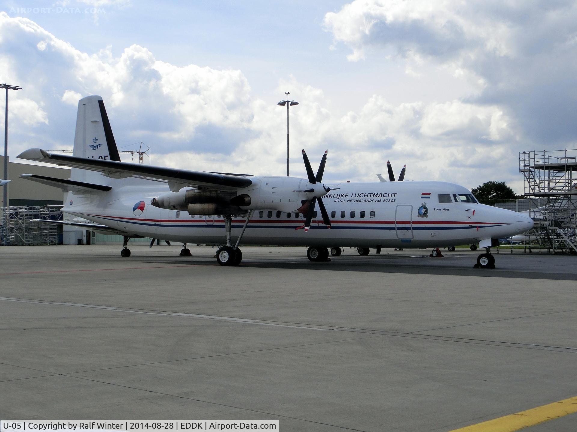 U-05, 1992 Fokker 50 C/N 20253, Fokker F50-120 - Royal Netherlands Air Force 'Fons Aler' - U-05 - 28.08.2014 - CGN