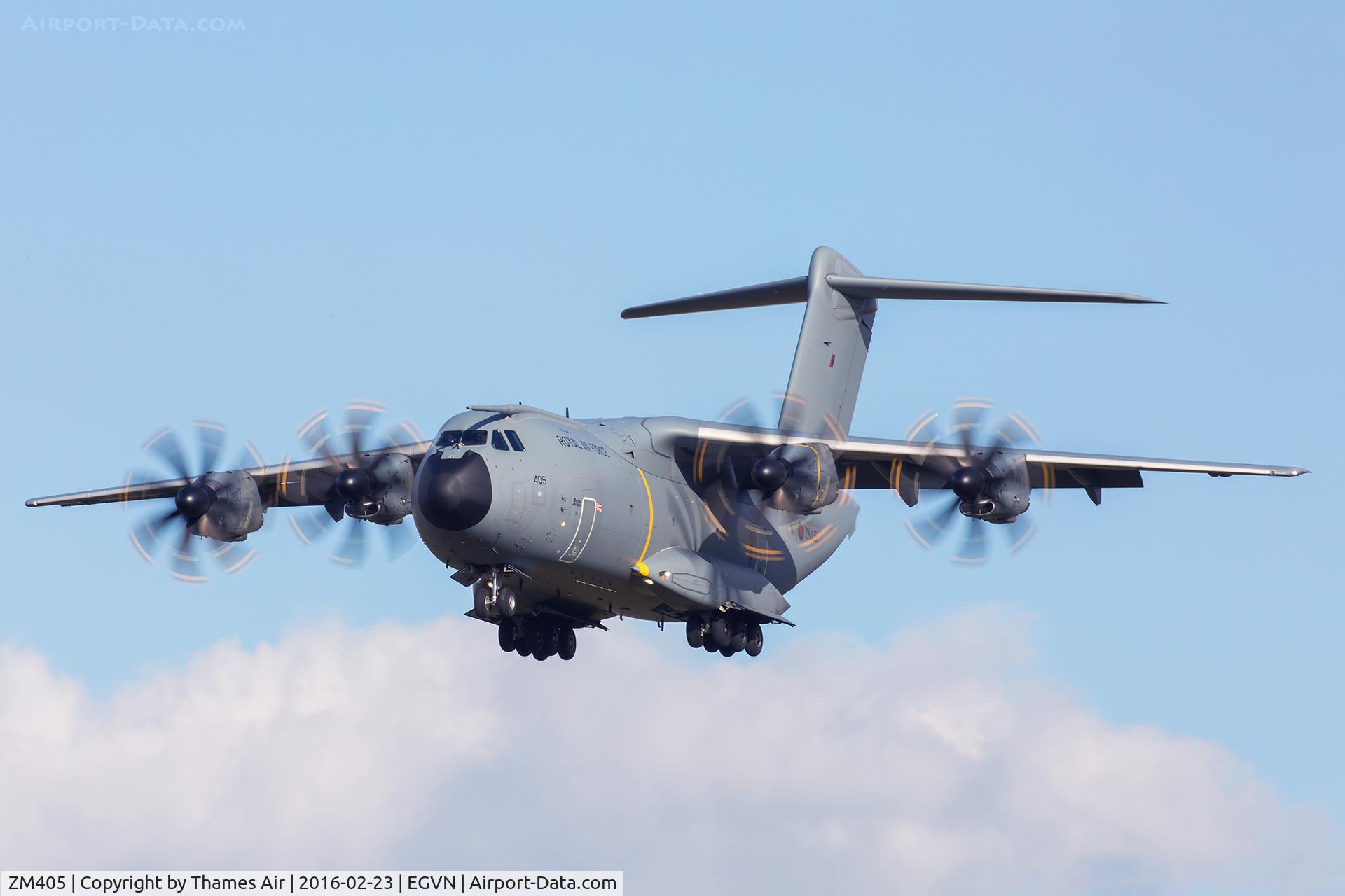 ZM405, 2015 Airbus A400M Atlas C.1 C/N 024, ZM405 arrives at RAF Brize Norton.