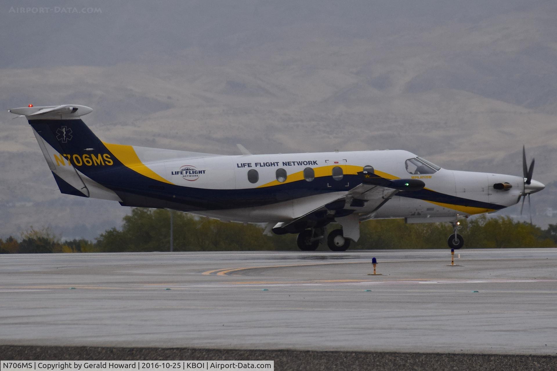 N706MS, 2009 Pilatus PC-12/47E C/N 1143, Holding for take off on RWY 10R.