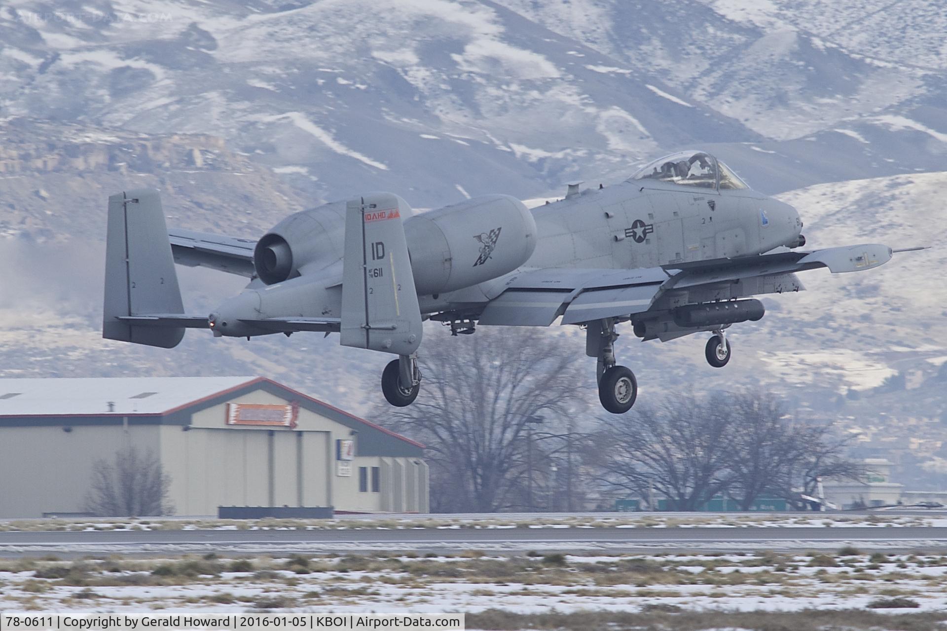 78-0611, 1978 Fairchild Republic A-10C Thunderbolt II C/N A10-0231, Landing RWY 10R. 190th Fighter Sq., Idaho ANG.