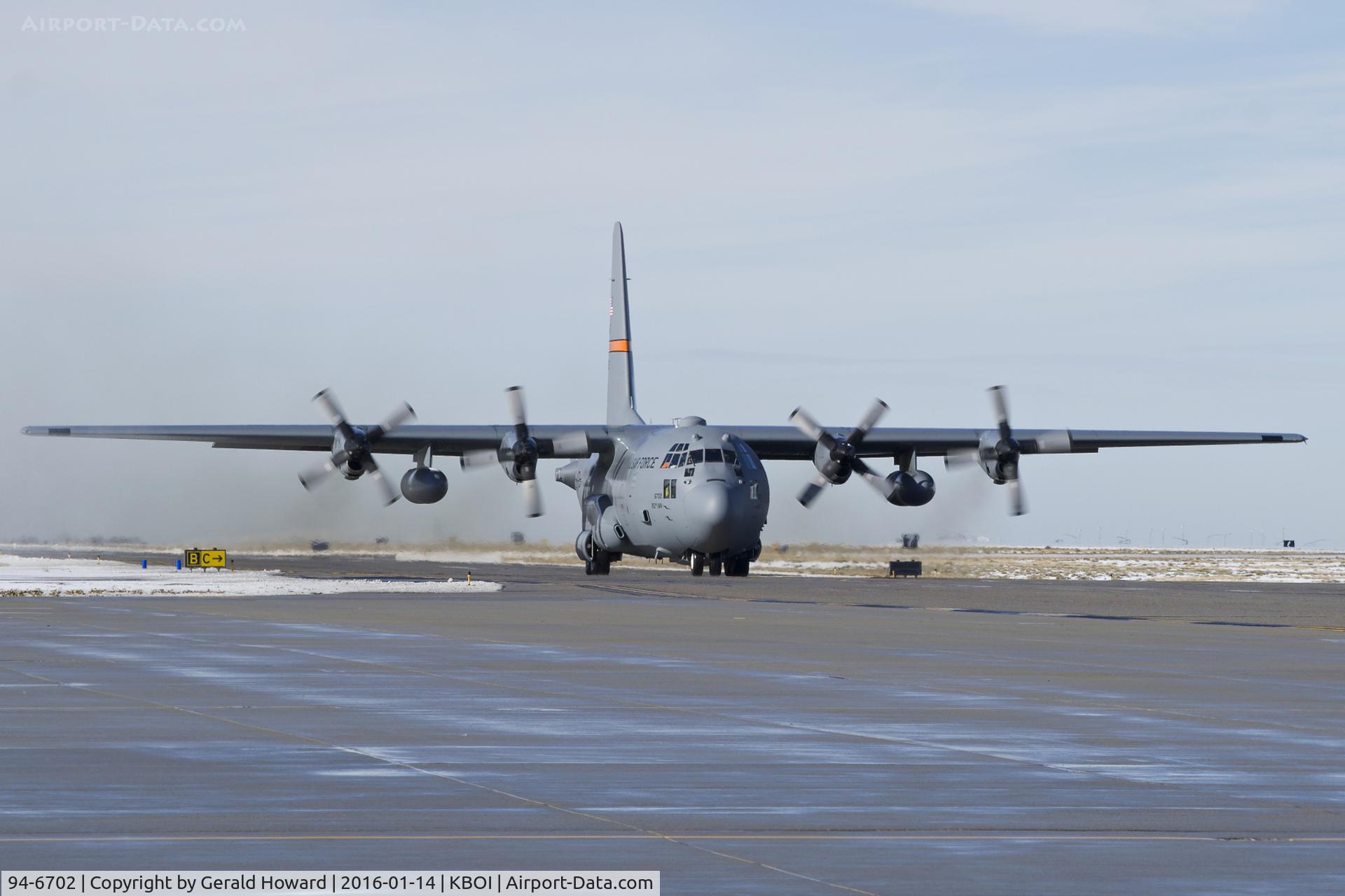 94-6702, 1994 Lockheed C-130H-3 Hercules C/N 382-5382, On Bravo for RWY 28L. 182nd Air Wing, Illinois ANG.