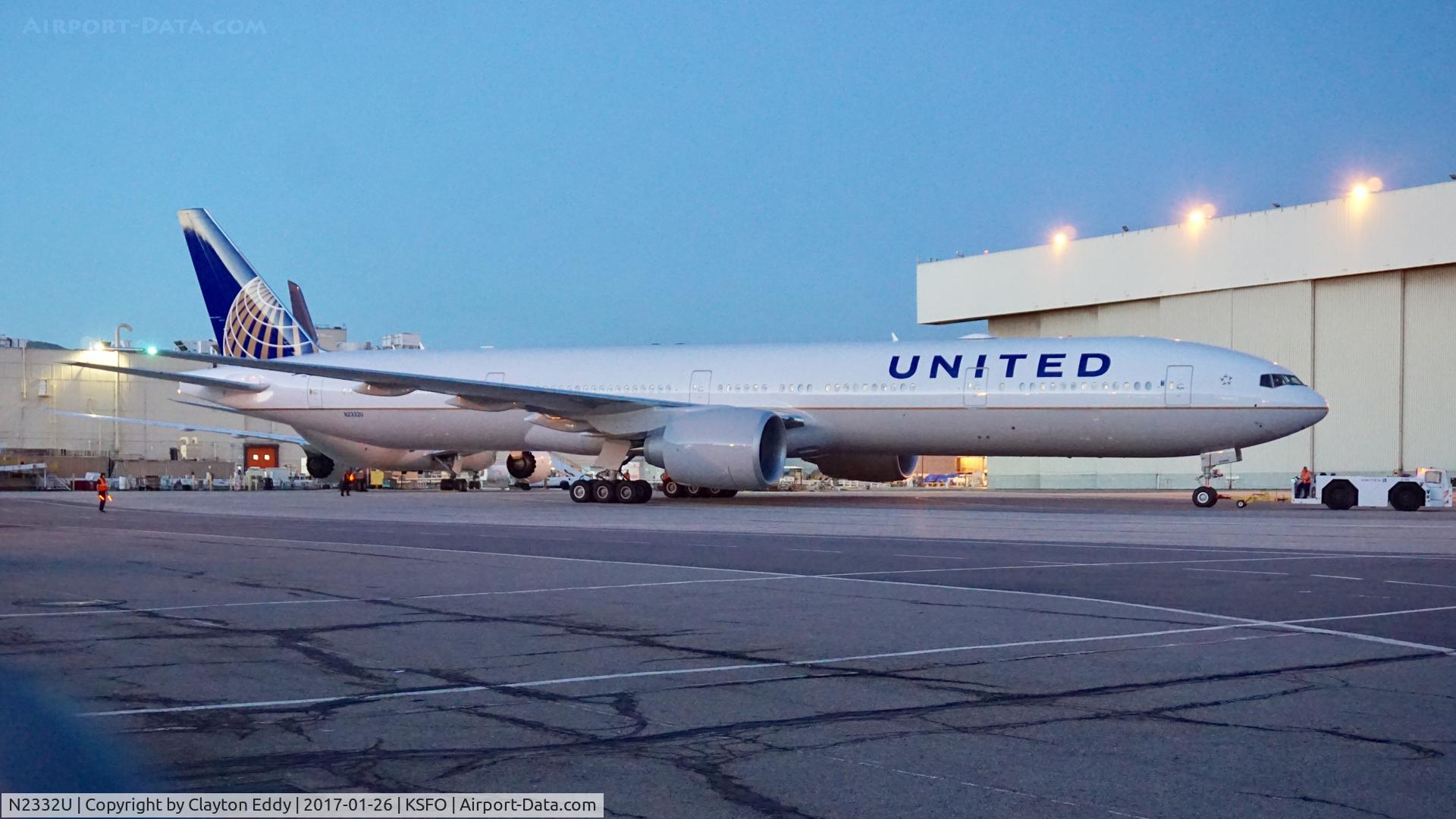 N2332U, 2016 Boeing 777-322/ER C/N 62643, Aircraft not yet in service. SFO. 2017.