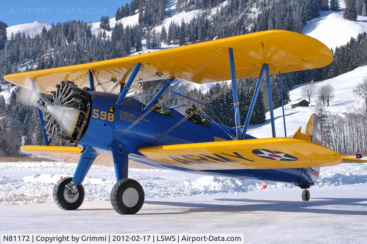 N81172, 1943 Boeing N2S-5 C/N 75-8088, Temporary Airfield of Schwarzsee, only open 1 to 2 days a year on the frozen lake