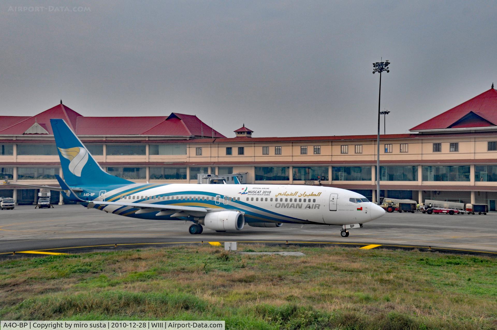 A4O-BP, 2008 Boeing 737-8Q8 C/N 35272, Jakarta Soekarno-Hatta International Airport, Indonesia