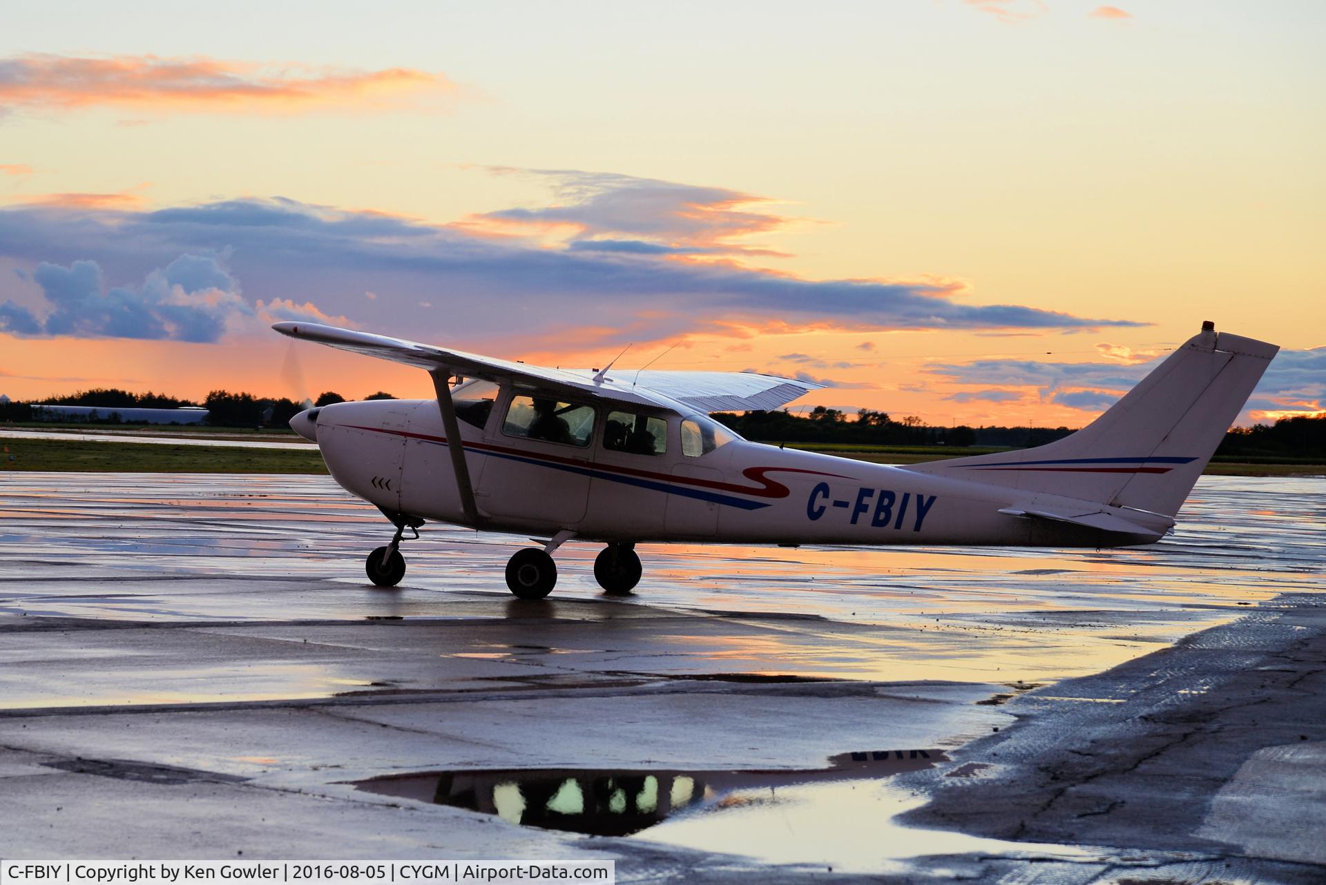 C-FBIY, 1963 Cessna 182F Skylane C/N 18254899, At home base in Gimli Manitoba. After the storm and before sunset