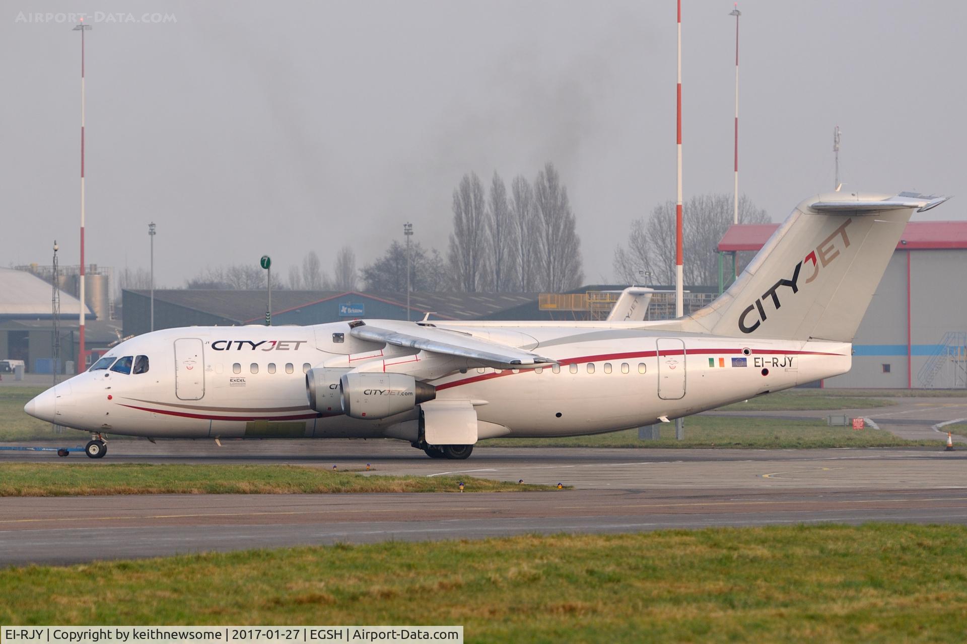 EI-RJY, 1997 British Aerospace Avro 146-RJ85 C/N E.2307, Towed to engine test cell.