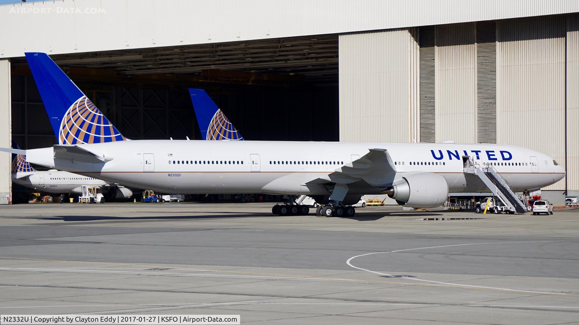 N2332U, 2016 Boeing 777-322/ER C/N 62643, N2332U not in service yet. SFO. 2017.
