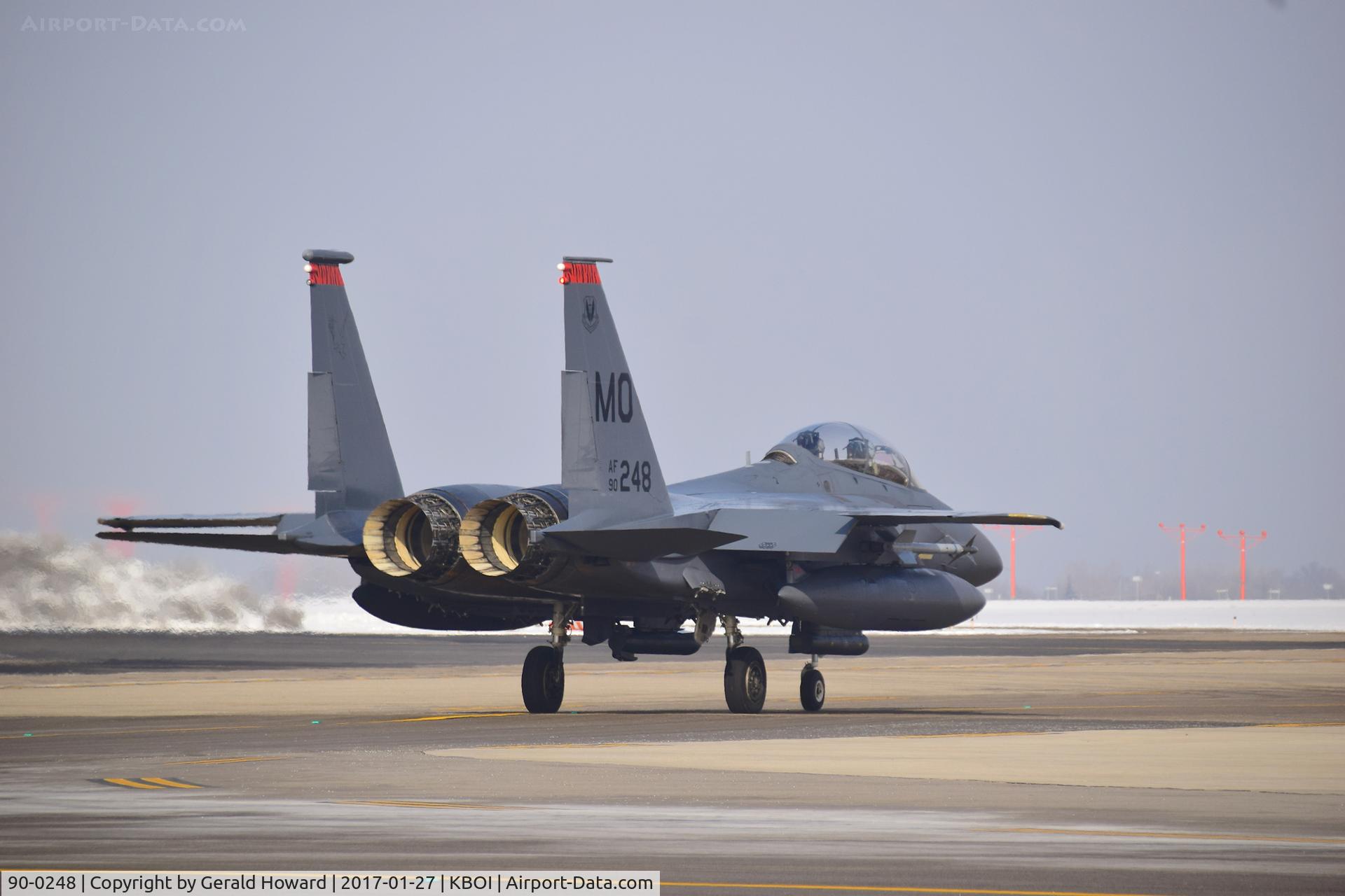90-0248, 1990 McDonnell Douglas F-15E Strike Eagle C/N 1183/E150, Heading for RWY 10R.  391st Fighter Sq. 