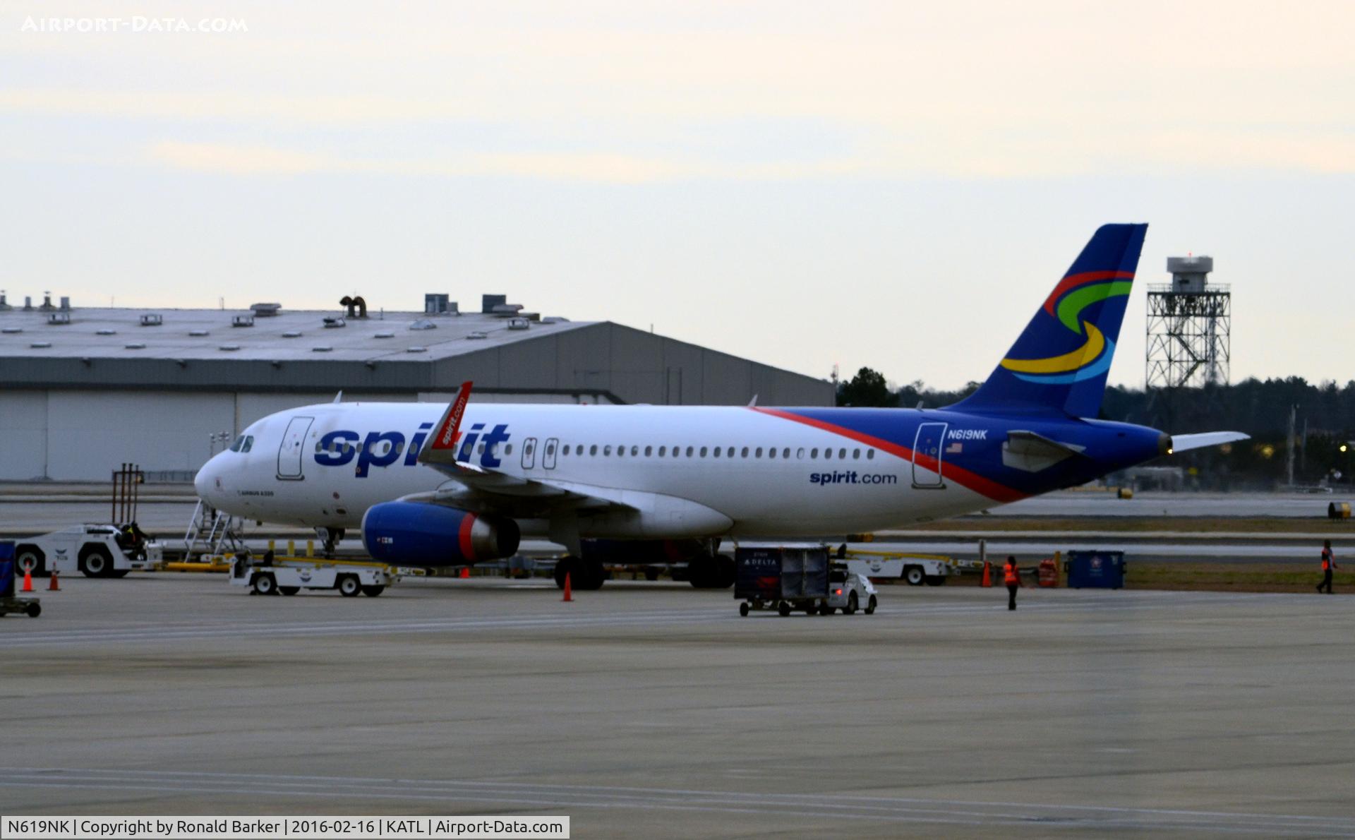 N619NK, 2013 Airbus A320-232 C/N 5517, Pushback Atlanta