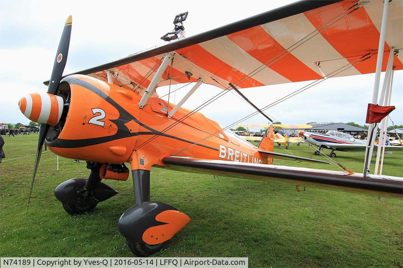 N74189, 1941 Boeing PT-17/R985 Kaydet (A75N1) C/N 75-717, Boeing A75N1(PT17), Static park, La Ferté-Alais airfield (LFFQ) Air show 2016