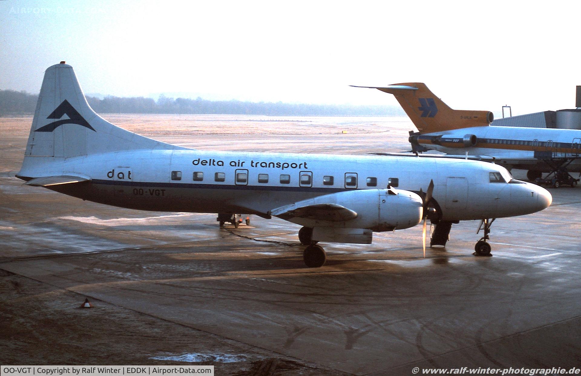 OO-VGT, 1957 Convair 440-61 Metropolitan C/N 404, Convair CV 440-404 Metropolitan - Delta Air Transport - OO-VGT - 1978 - CGN - From a slide