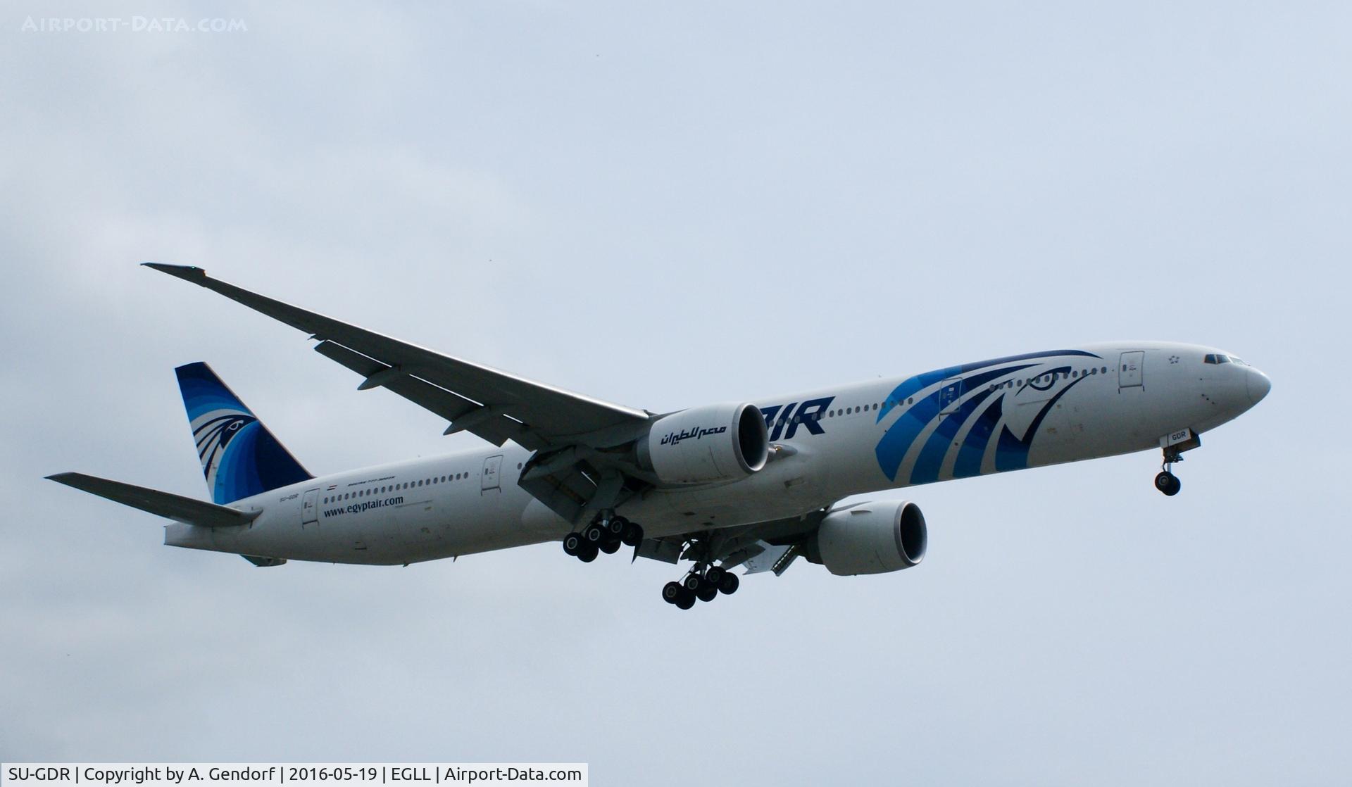 SU-GDR, 2011 Boeing 777-36N/ER C/N 38291, Egyptair, is here landing at London Heathrow(EGLL)
