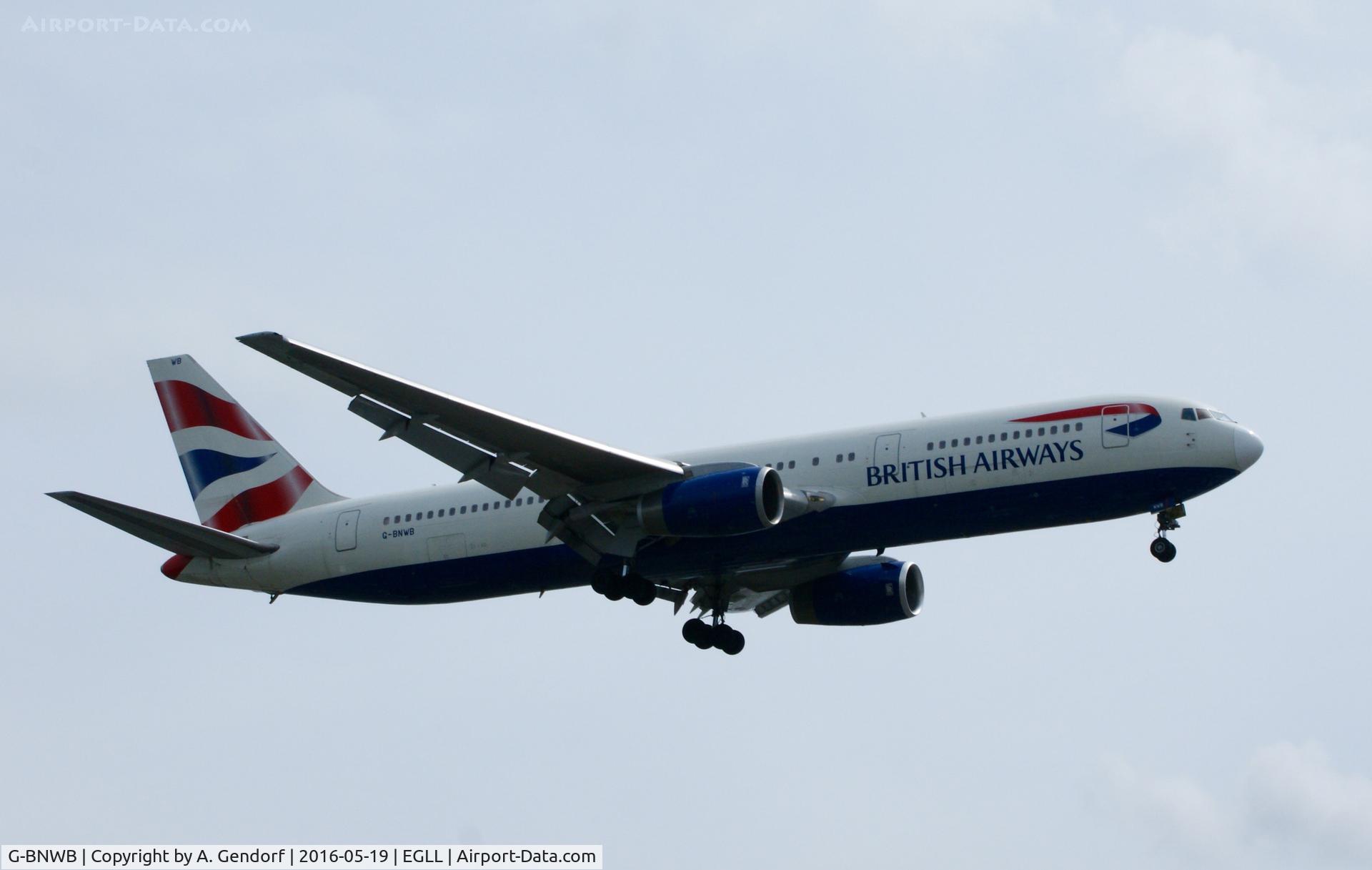 G-BNWB, 1989 Boeing 767-336 C/N 24334, British Airways, is here landing at London Heathrow(EGLL)