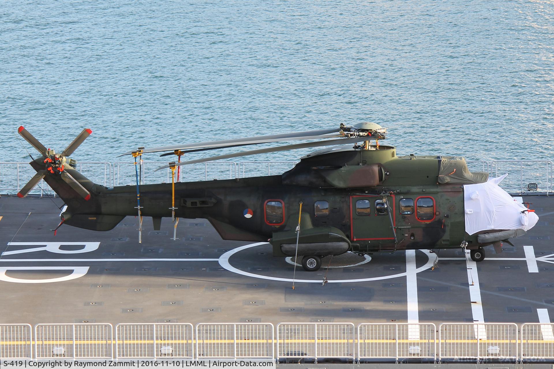 S-419, Eurocopter AS-532U2 Cougar C/N 2419, Eurocopter AS532 Cougar S-419 on board RN Navy ship in the Malta Grand Harbour.