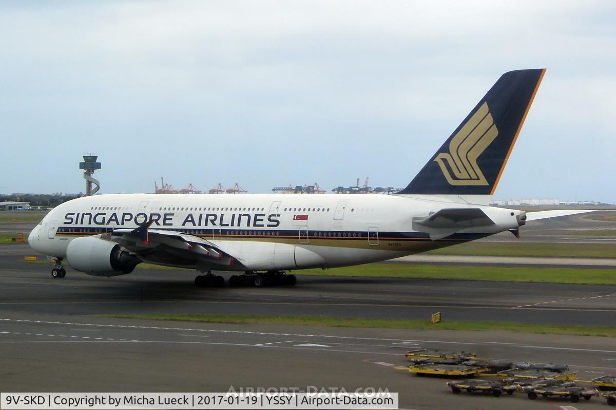 9V-SKD, 2008 Airbus A380-841 C/N 008, At Mascot