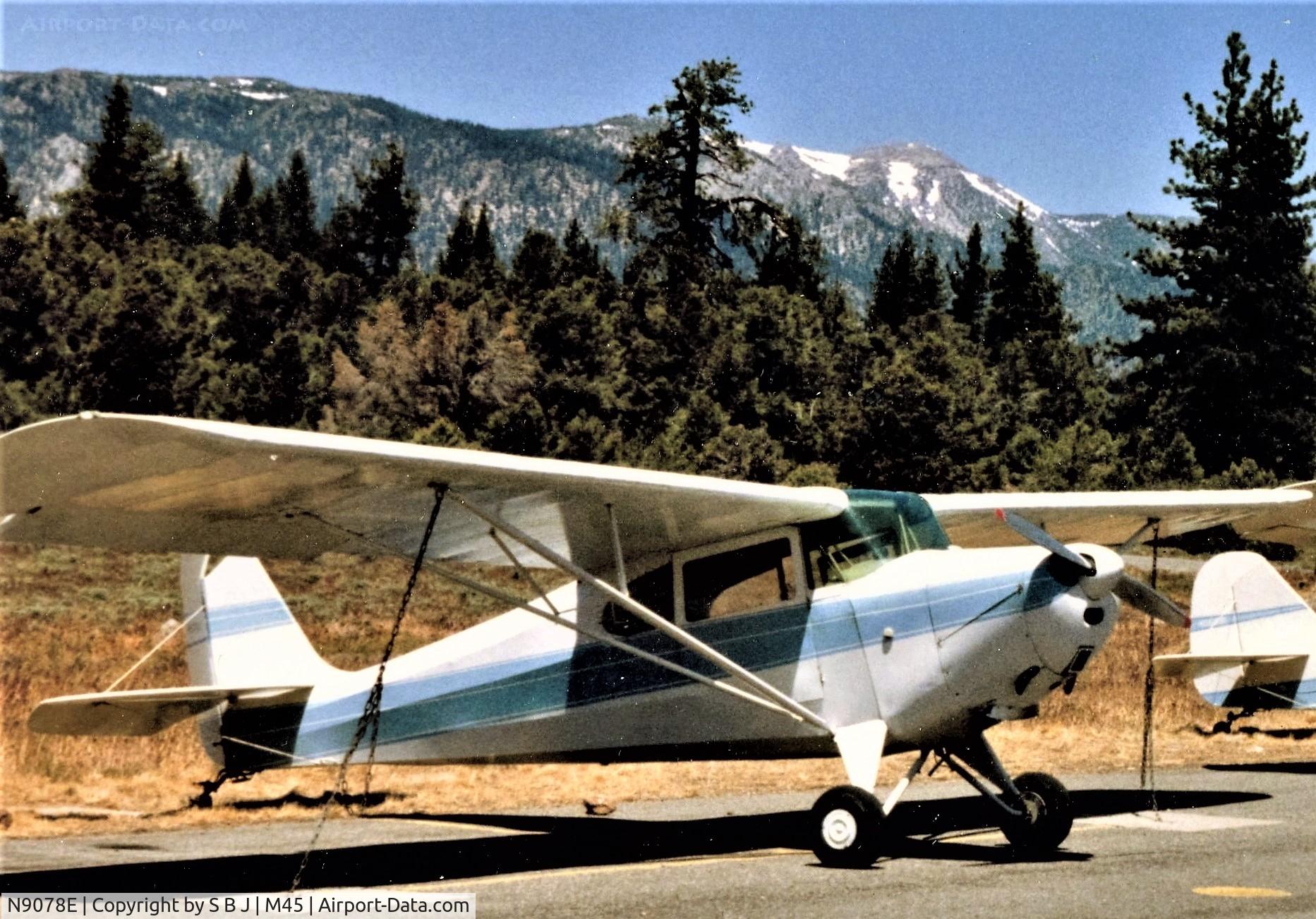 N9078E, 1946 Aeronca 11AC Chief C/N 11AC-710, 78E at Alpine County airport after crossing the beautiful Sierra Nevada Mts. seen in the background. The reliable Chief, given time, will take you almost anywhere you may want to go. It did for me time after time.
