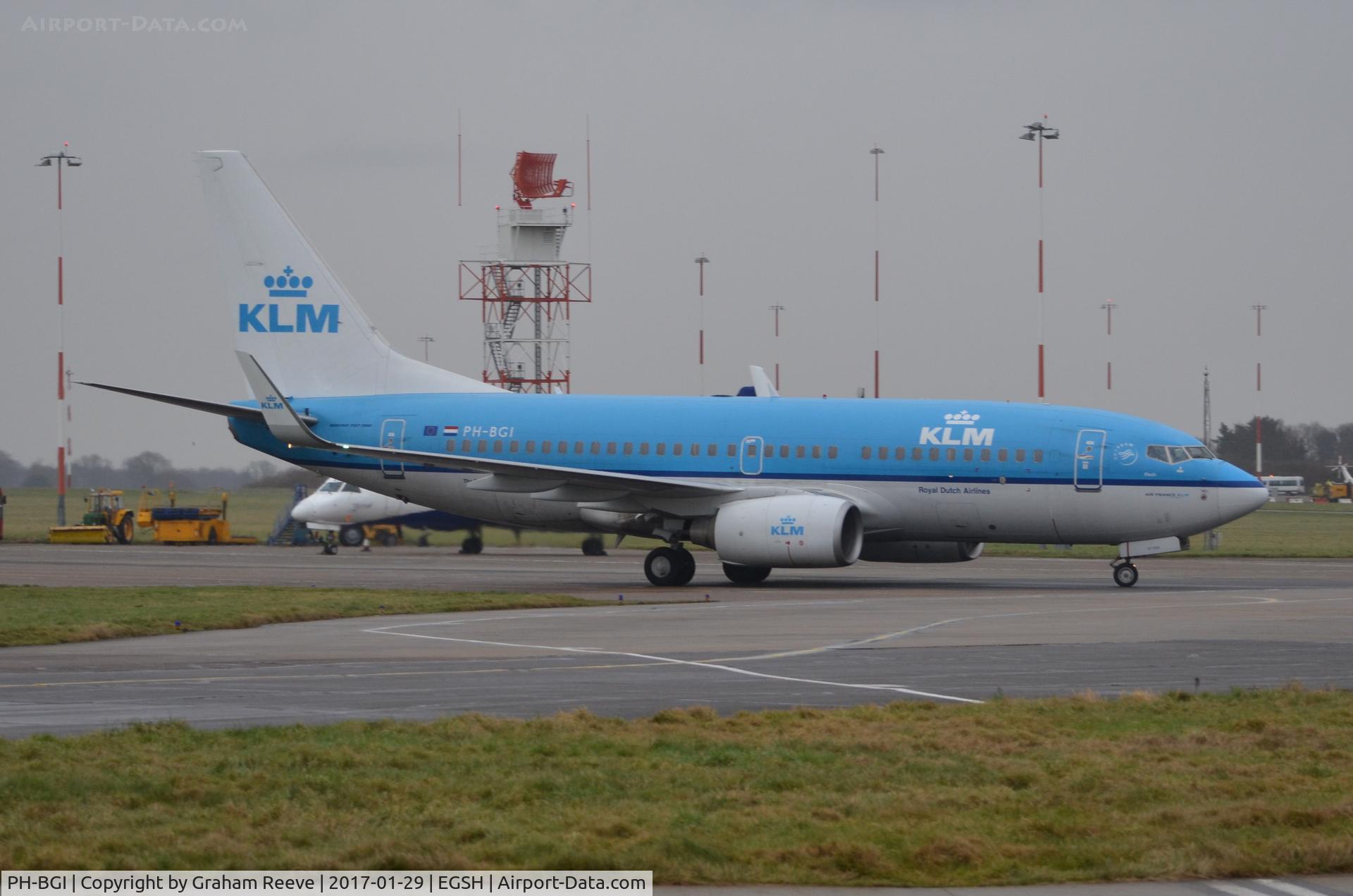 PH-BGI, 2010 Boeing 737-7K2 C/N 30364, Just landed at Norwich.