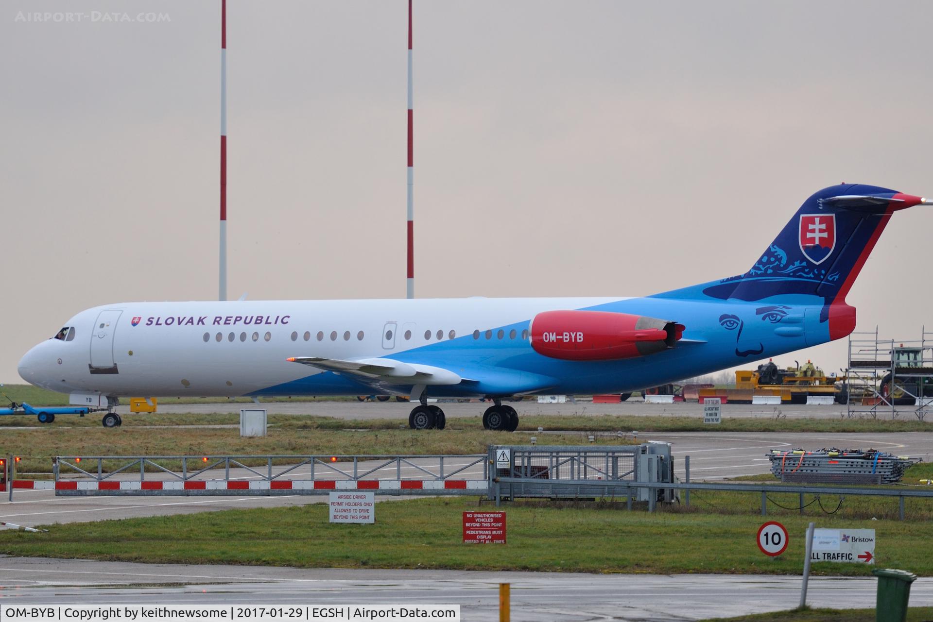 OM-BYB, 1992 Fokker 100 (F-28-0100) C/N 11403, Recently removed from spray shop.