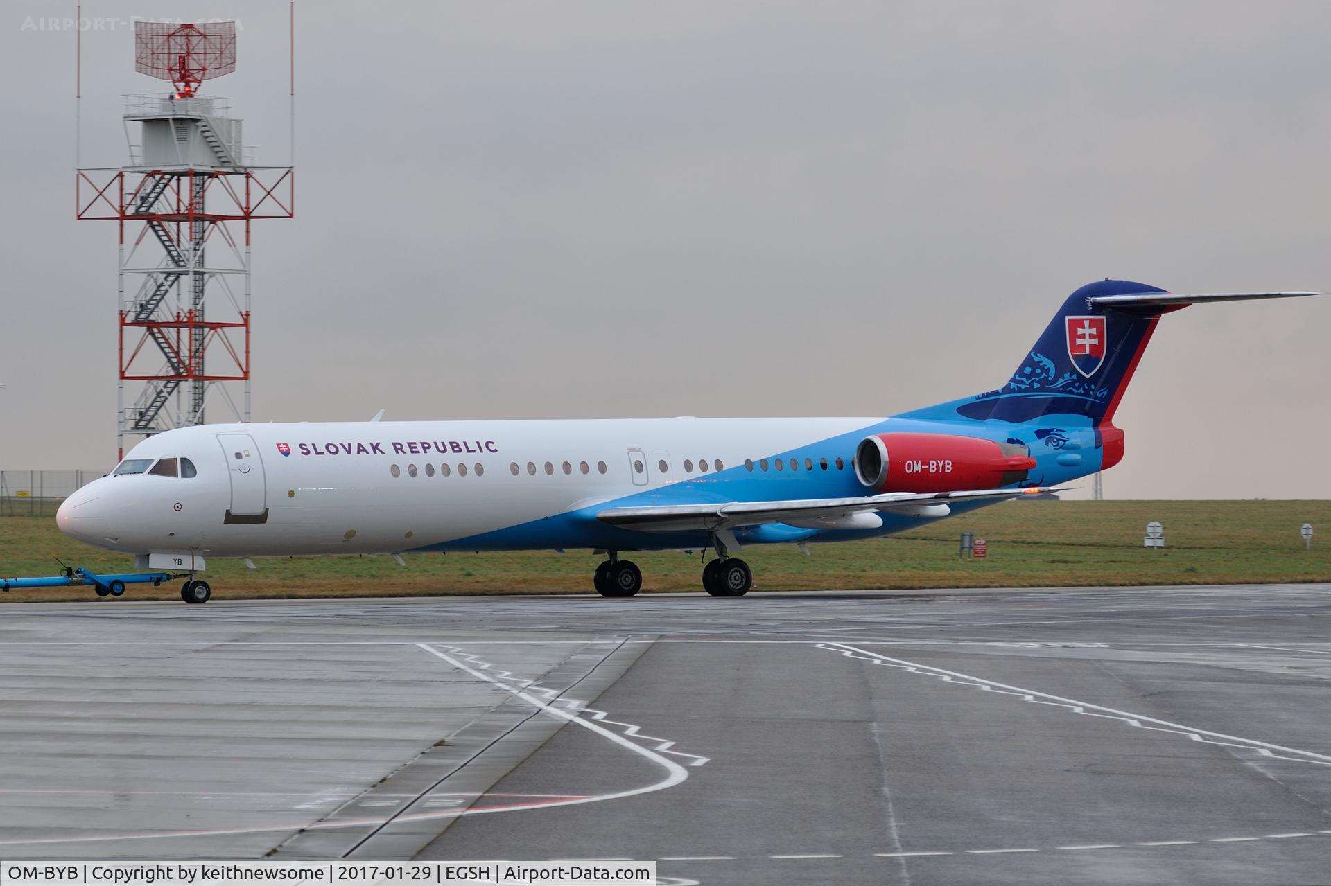 OM-BYB, 1992 Fokker 100 (F-28-0100) C/N 11403, Recently removed from spray shop.