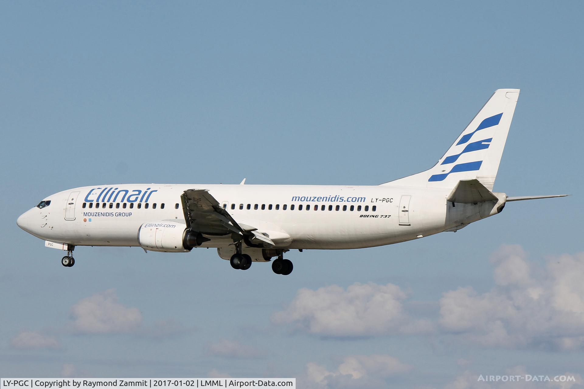 LY-PGC, 1992 Boeing 737-4S3 C/N 25596, B737-400 LY-PGC Ellinair performing a flight for 
Air Malta.