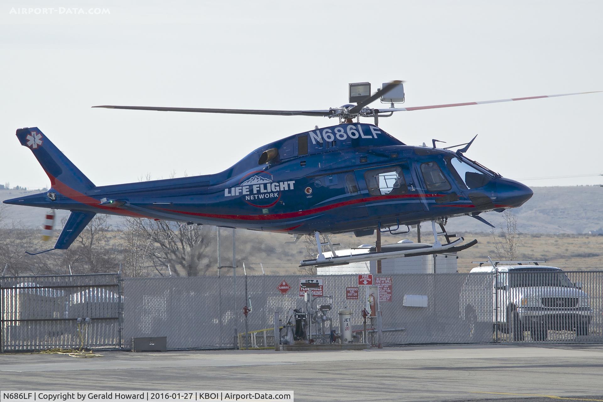 N686LF, 2015 AgustaWestland AW-119 MkII Koala C/N 14832, Departing Life Flight ramp.