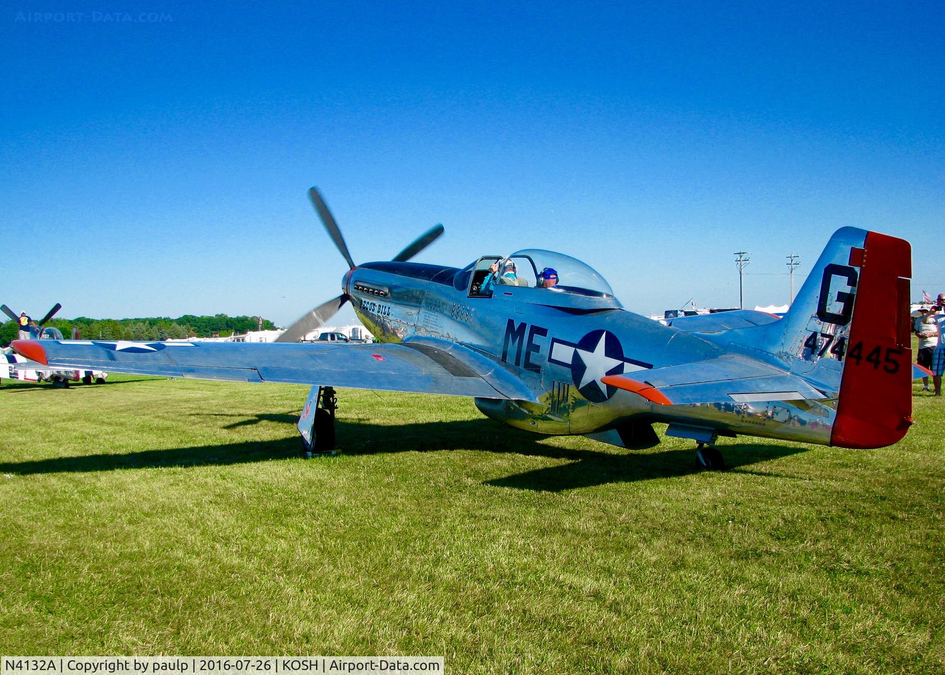 N4132A, 1944 North American P-51D Mustang C/N 122-40985, At Oshkosh.
