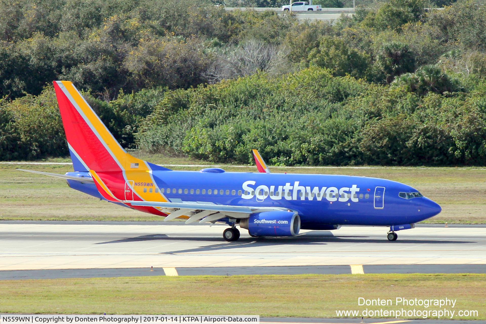 N559WN, 2002 Boeing 737-73V C/N 30249, Southwest Flight 5656 (N559WN) arrives at Tampa International Airport following flight from Raleigh-Durham International Airport