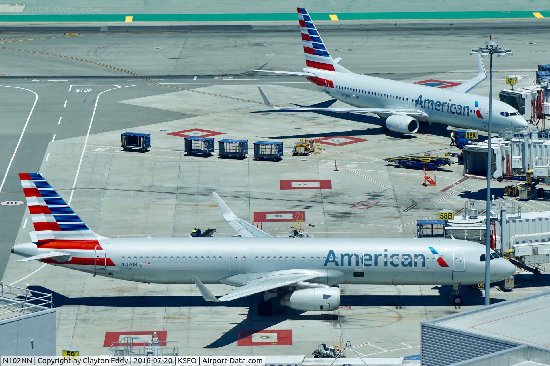 N102NN, 2013 Airbus A321-231 C/N 5860, Shot taken from new SFO tower. 2016.