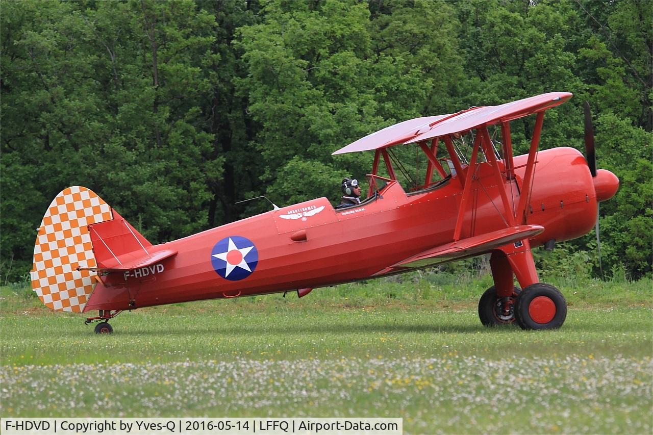 F-HDVD, 1940 Boeing A75N1 (PT-17) C/N 75-940, Boeing A75N1 (PT-17), Taxiing to parking area, La Ferté-Alais (LFFQ) air show 2016