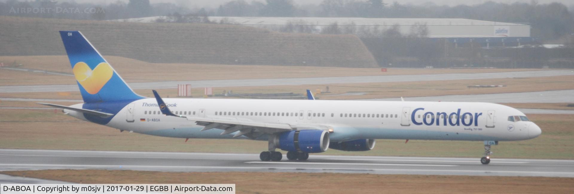 D-ABOA, 1998 Boeing 757-330 C/N 29016, Just after landing at BHX
