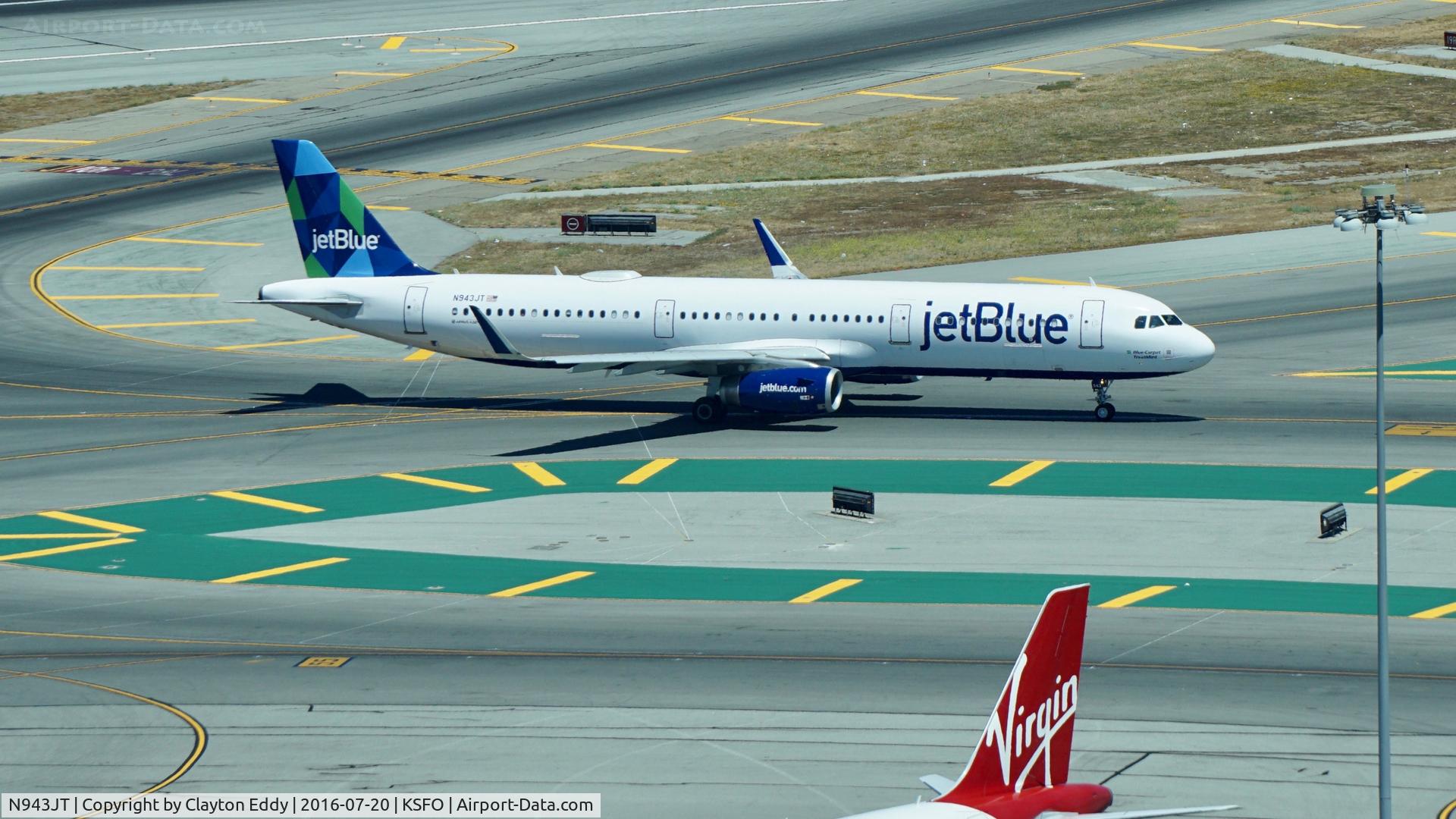 N943JT, 2014 Airbus A321-231 C/N 6326, Shot taken from new SFO tower. 2016.