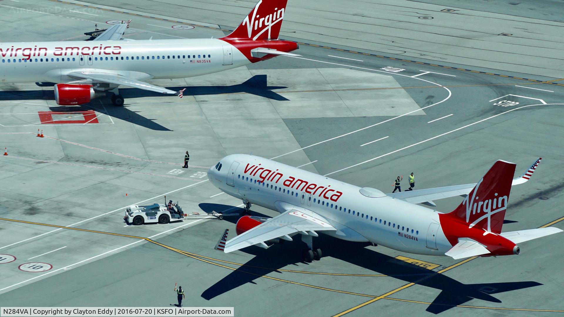 N284VA, 2015 Airbus A320-214 C/N 6835, Shot taken from new tower. SFO. 2016.